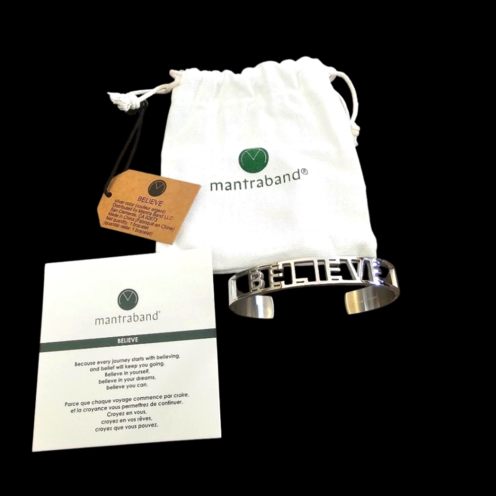 Mantraband Believe Affirmation Bold Bangle Bracelet 30$
